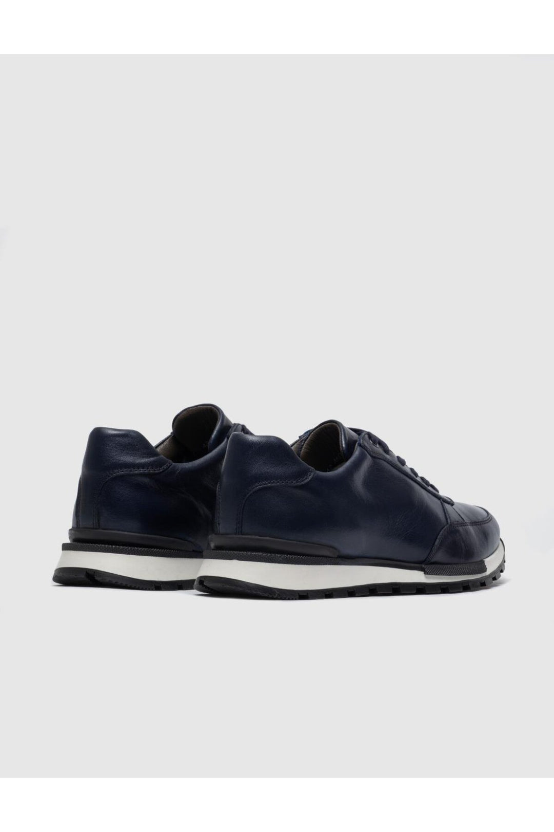 Cabani Shoes Chaussures de sport pour hommes en cuir véritable à lacets - Bleu marine