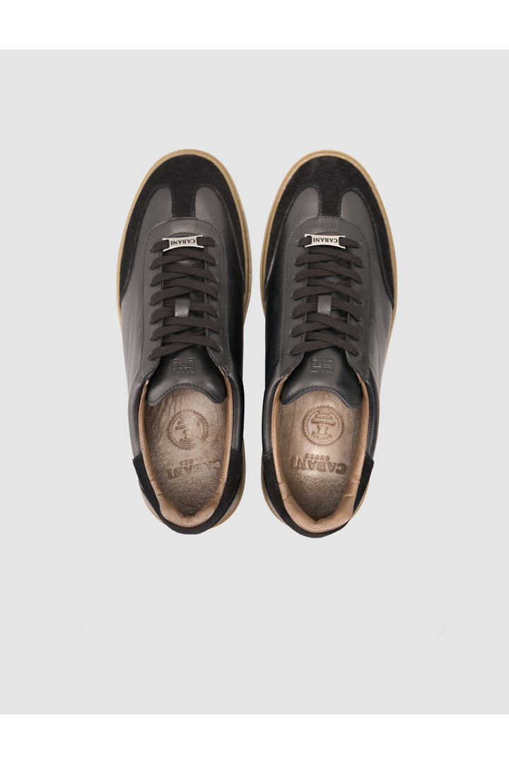 Cabani Shoes Chaussures de sport pour hommes en suède noir 100% cuir véritable - Noir