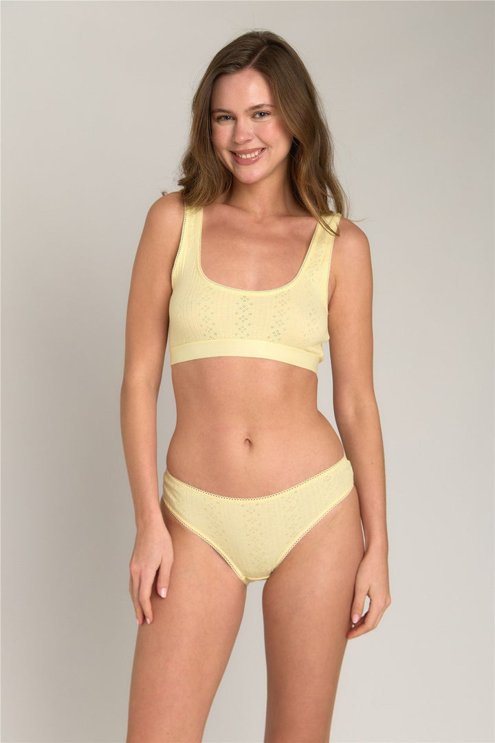 Lovely Things KIMBERLY Slip en Pointelle - Clair Jaune