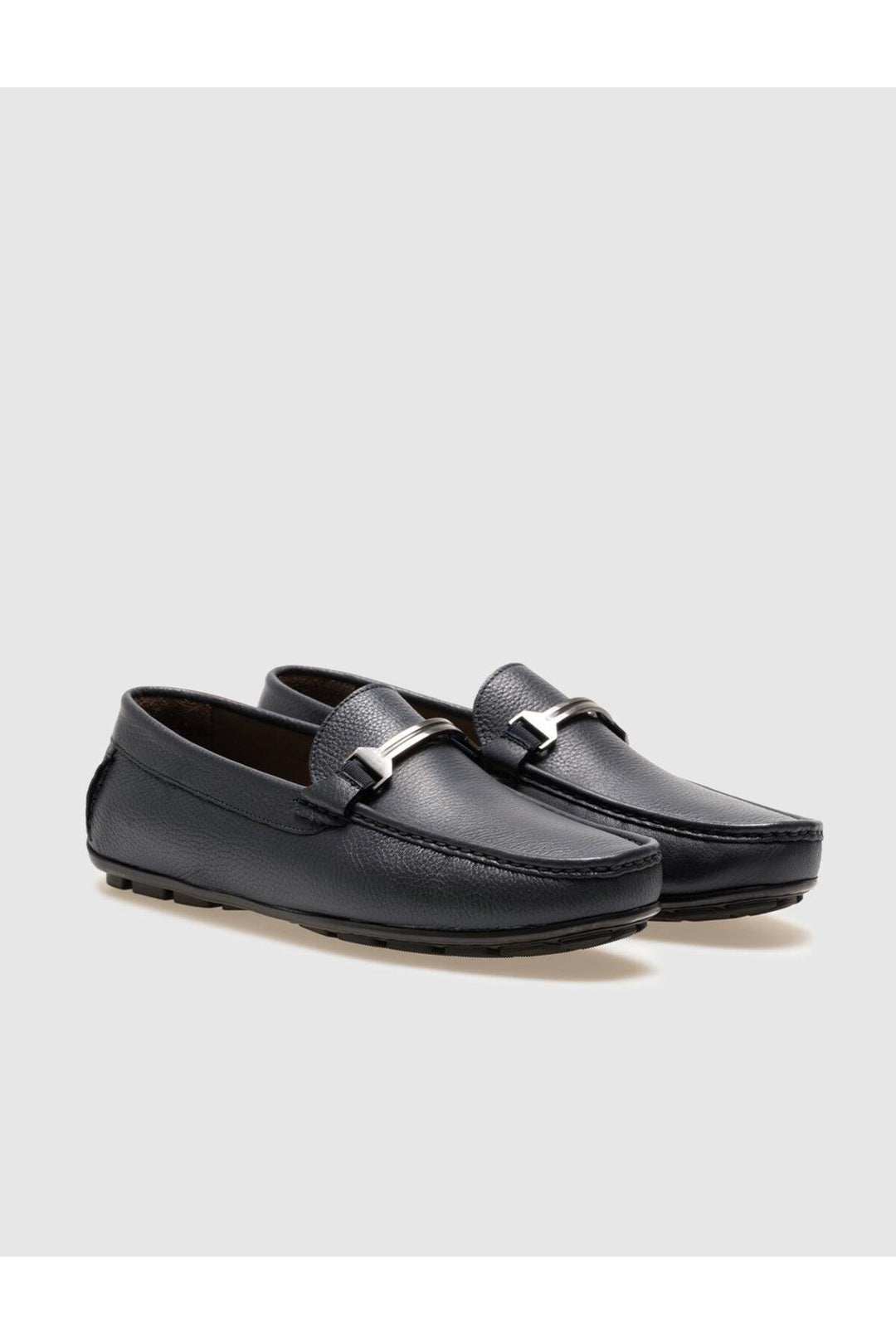 Cabani Shoes Mocassin pour homme en cuir véritable bleu marine avec boucle. - Bleu marine