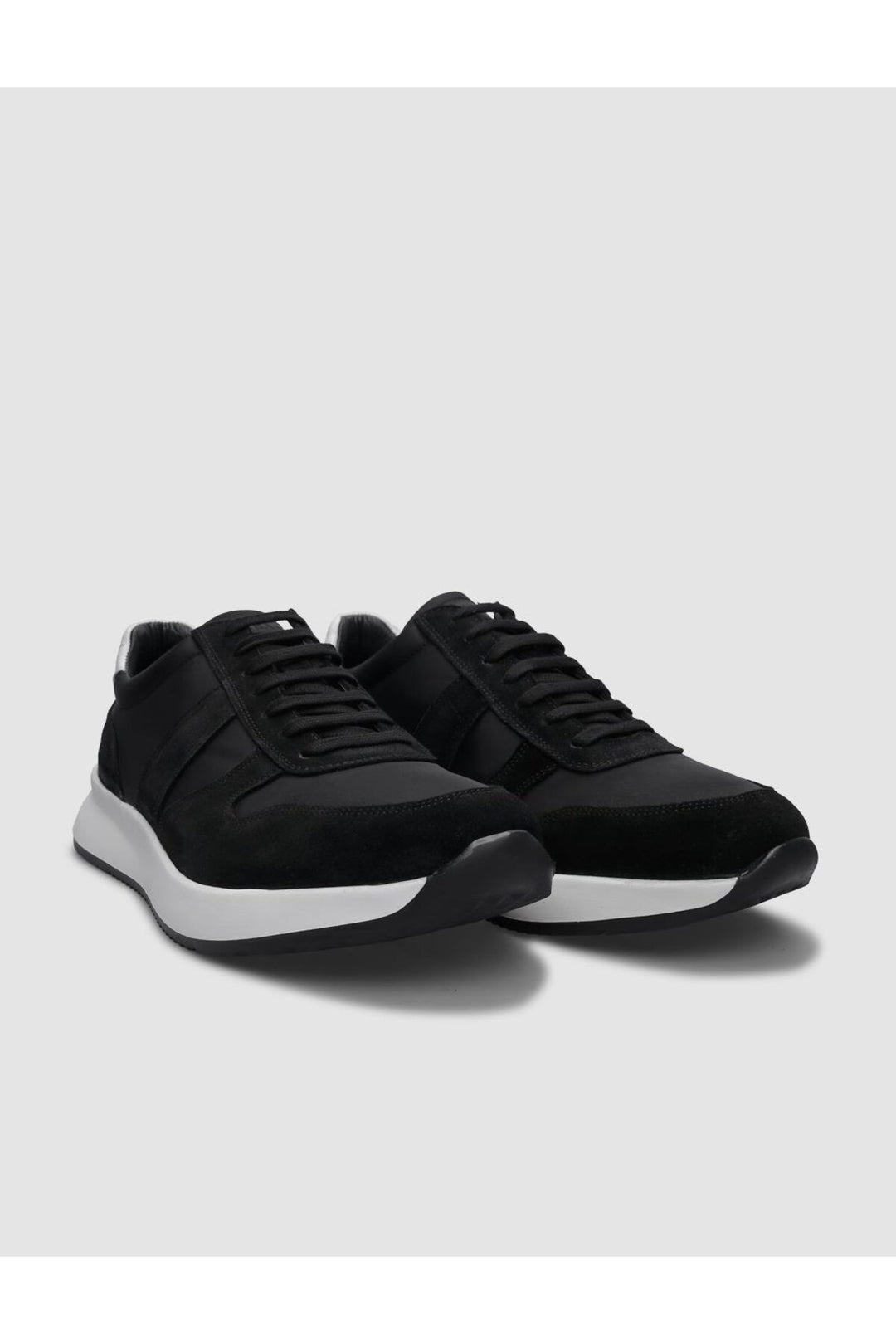Cabani Shoes %100 Cuir Véritable Noir Suédé Chaussures de Sport pour Hommes à Lacets - Noir