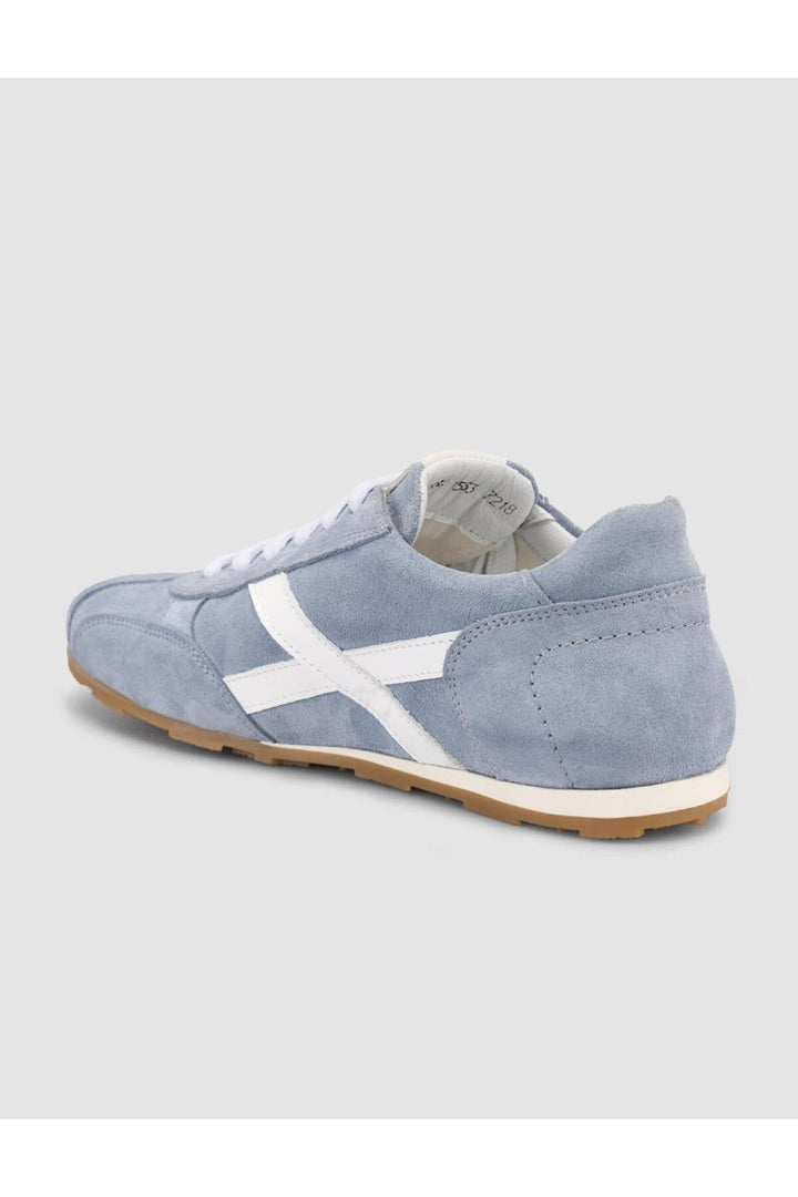 Cabani Shoes MonaMae Baskets Femme en Suède Bleue 100% Cuir Véritable à Lacets - Bleu