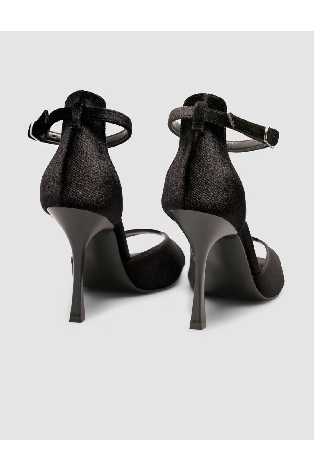 Cabani Shoes Chaussures à talons pour femmes en velours noir avec boucle à la cheville - Noir