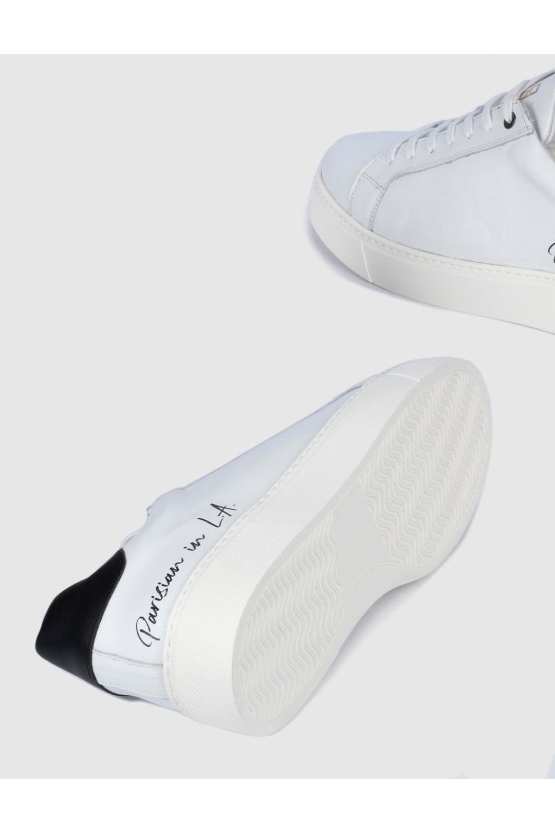 Cabani Shoes Chaussures de sport pour hommes en cuir véritable blanches et noires avec lacets - Blanc