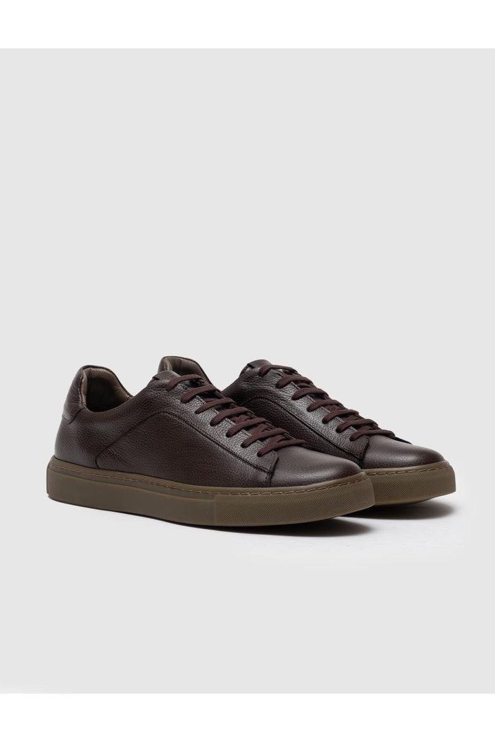 Cabani Shoes Chaussures de sport pour hommes en cuir véritable marron à lacets - Marron