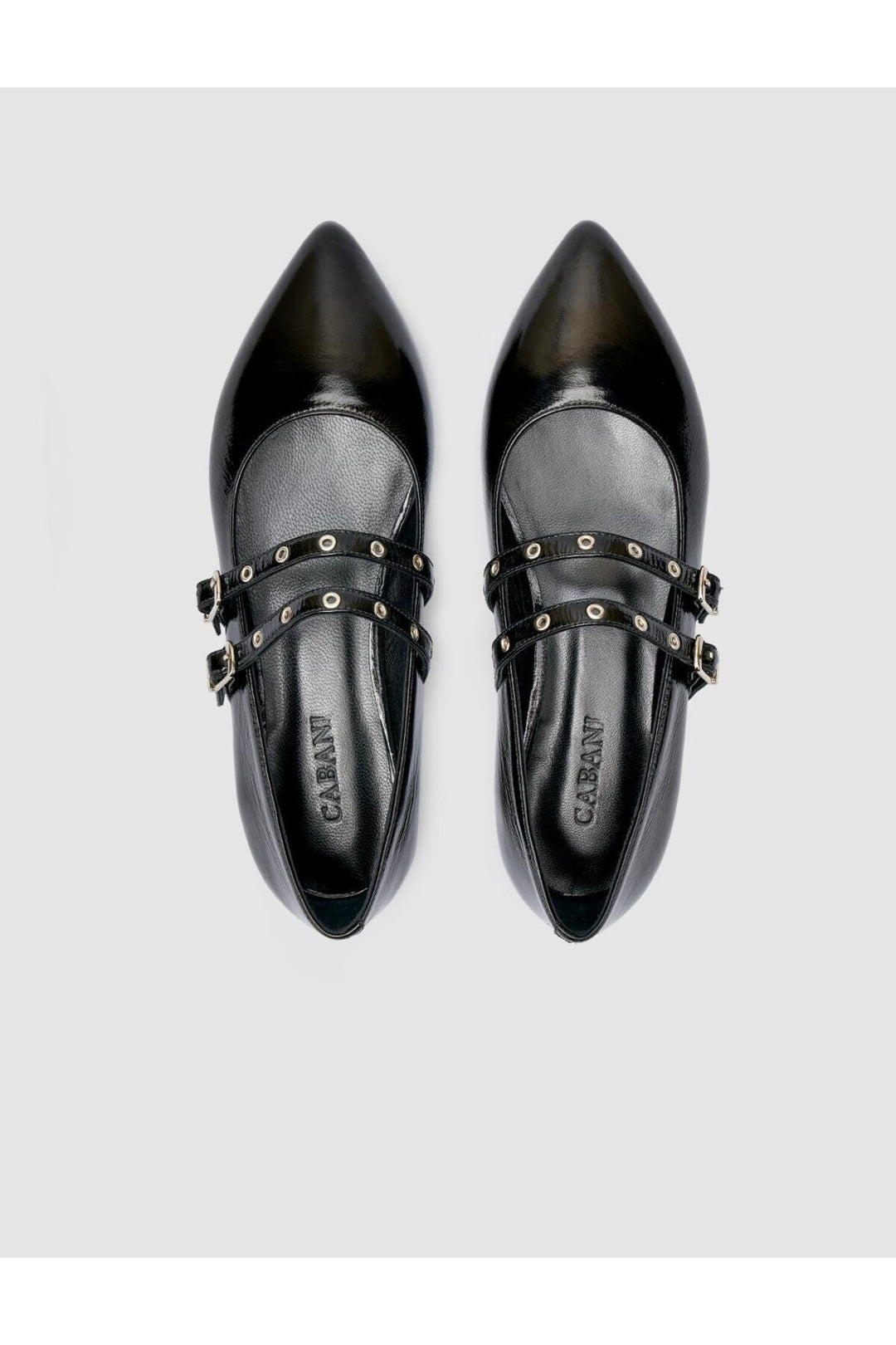 Cabani Shoes Ballerines femme en cuir véritable noir verni 100% - Multicolore