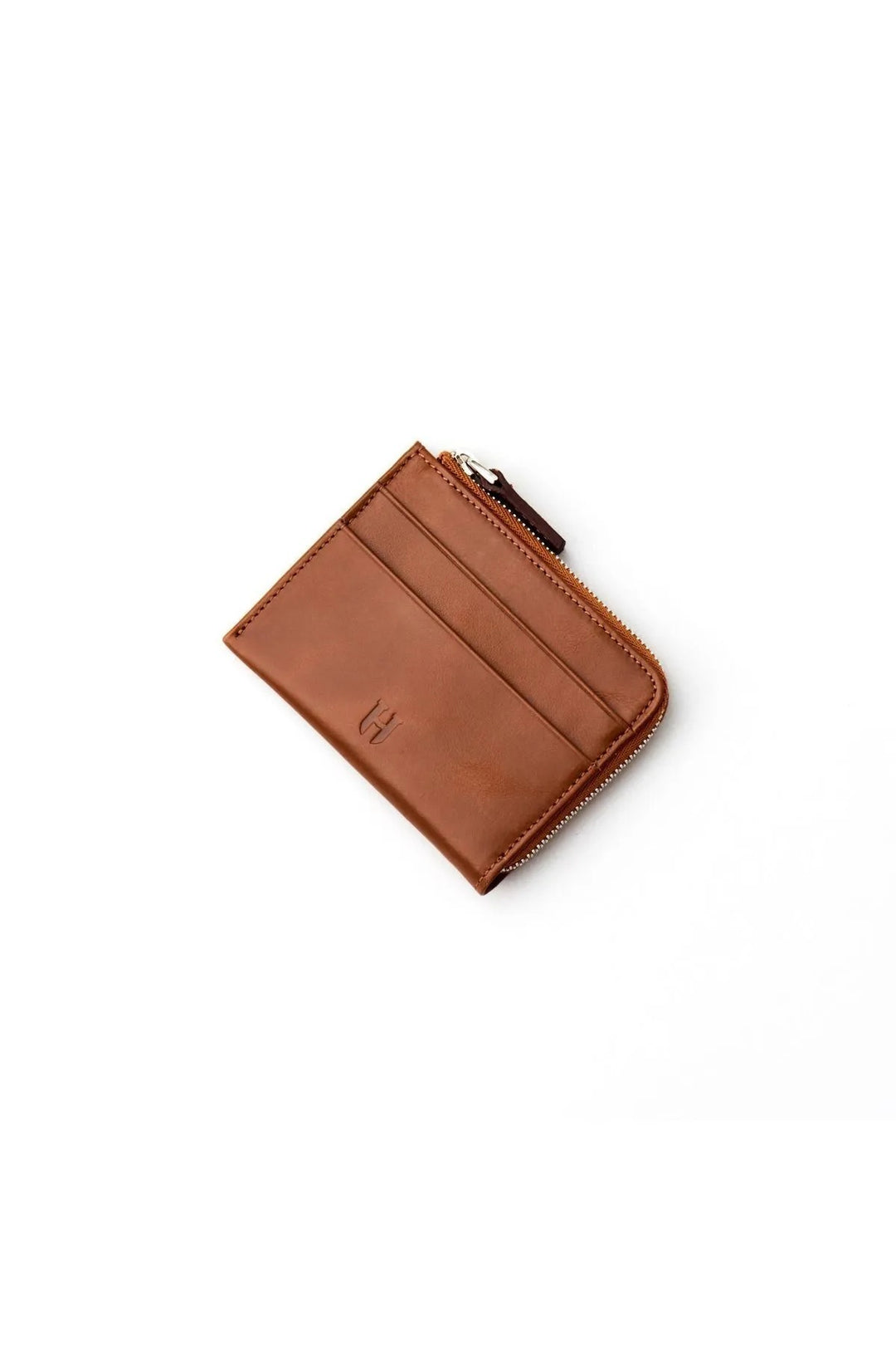 helmbrook Porte-cartes zippé en cuir véritable pour homme avec protection RFID Seward Tan