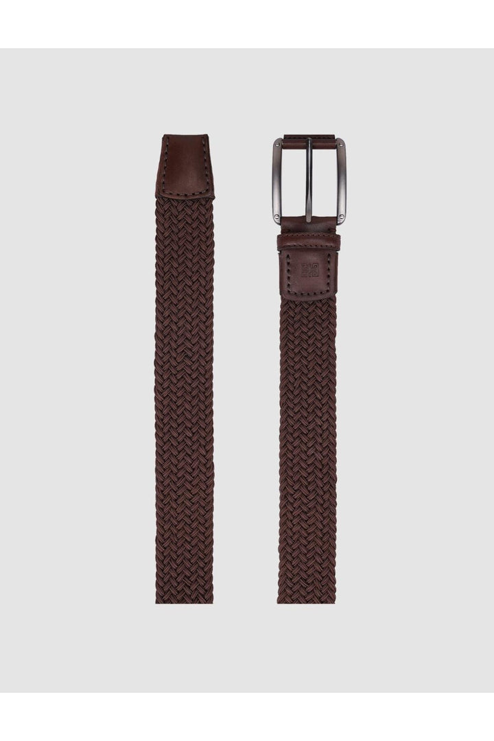 Cabani Shoes Ceinture quotidienne pour homme en tricot marron avec détails en tricot de 4 cm. - Marron