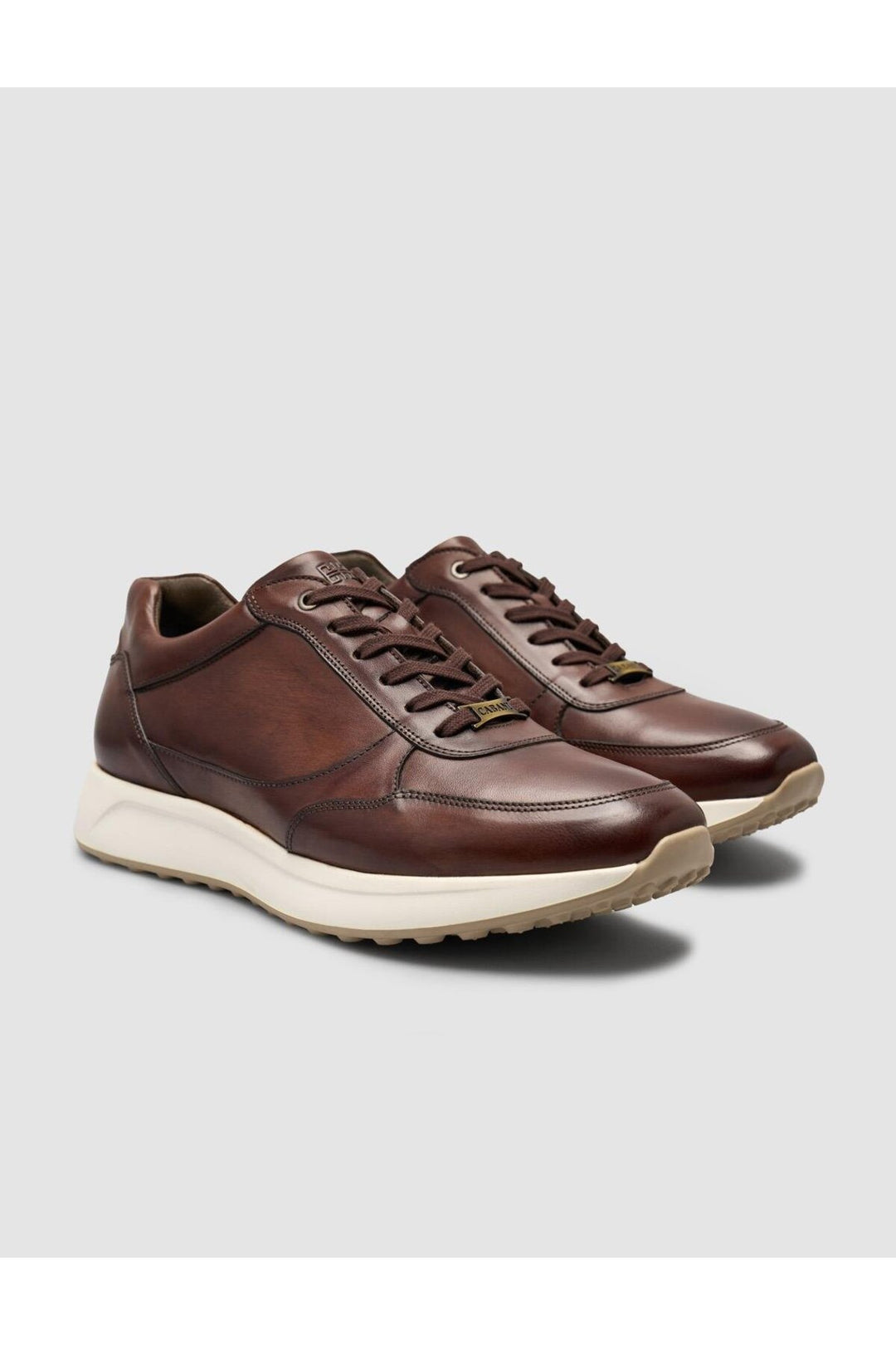 Cabani Shoes Laurino Chaussures de sport pour hommes en cuir véritable 100% marron à lacets - Marron