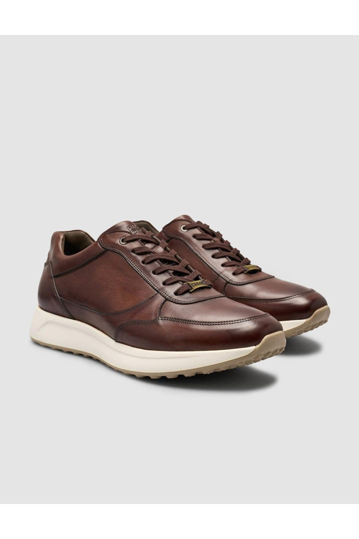 Cabani Shoes Laurino Chaussures de sport pour hommes en cuir véritable 100% marron à lacets - Marron