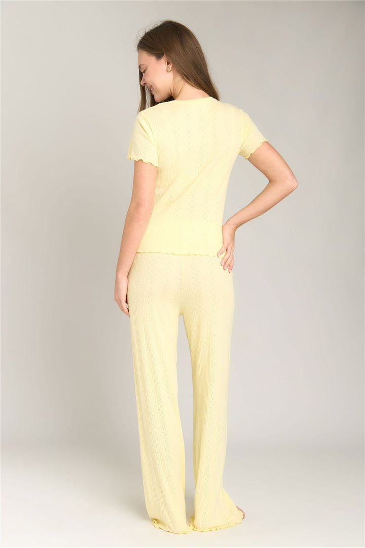 Lovely Things KIMBERLY Pantalon de pyjama en pointelle - Clair Jaune