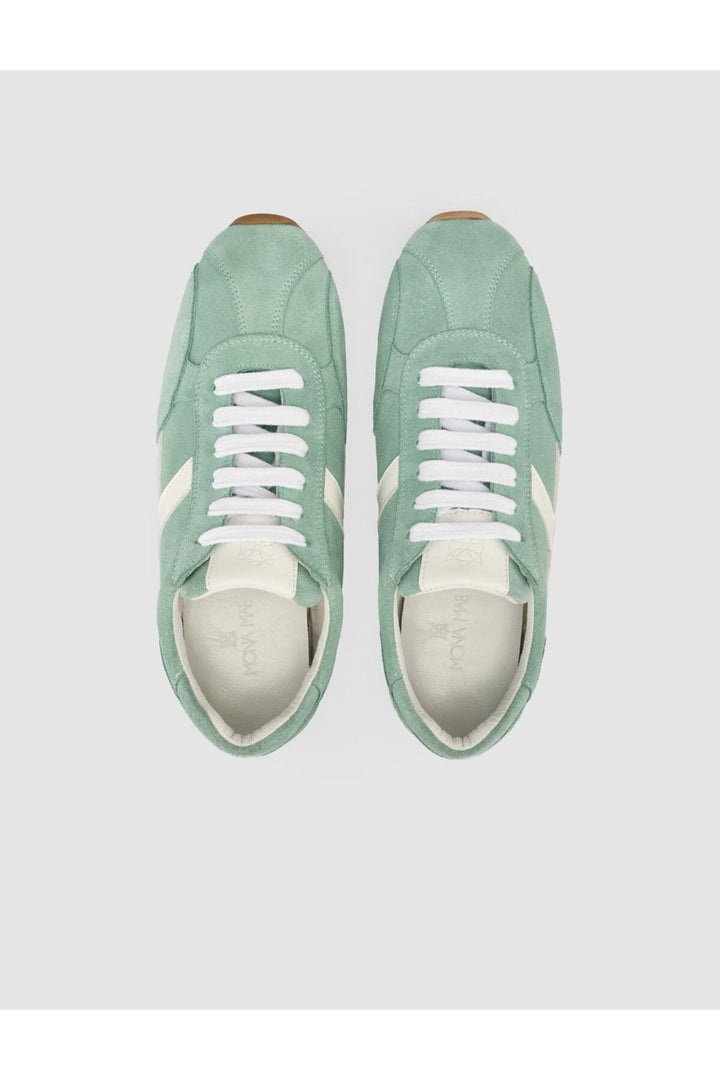 Cabani Shoes MonaMae Baskets femme en suède vert 100% cuir véritable à lacets - Vert