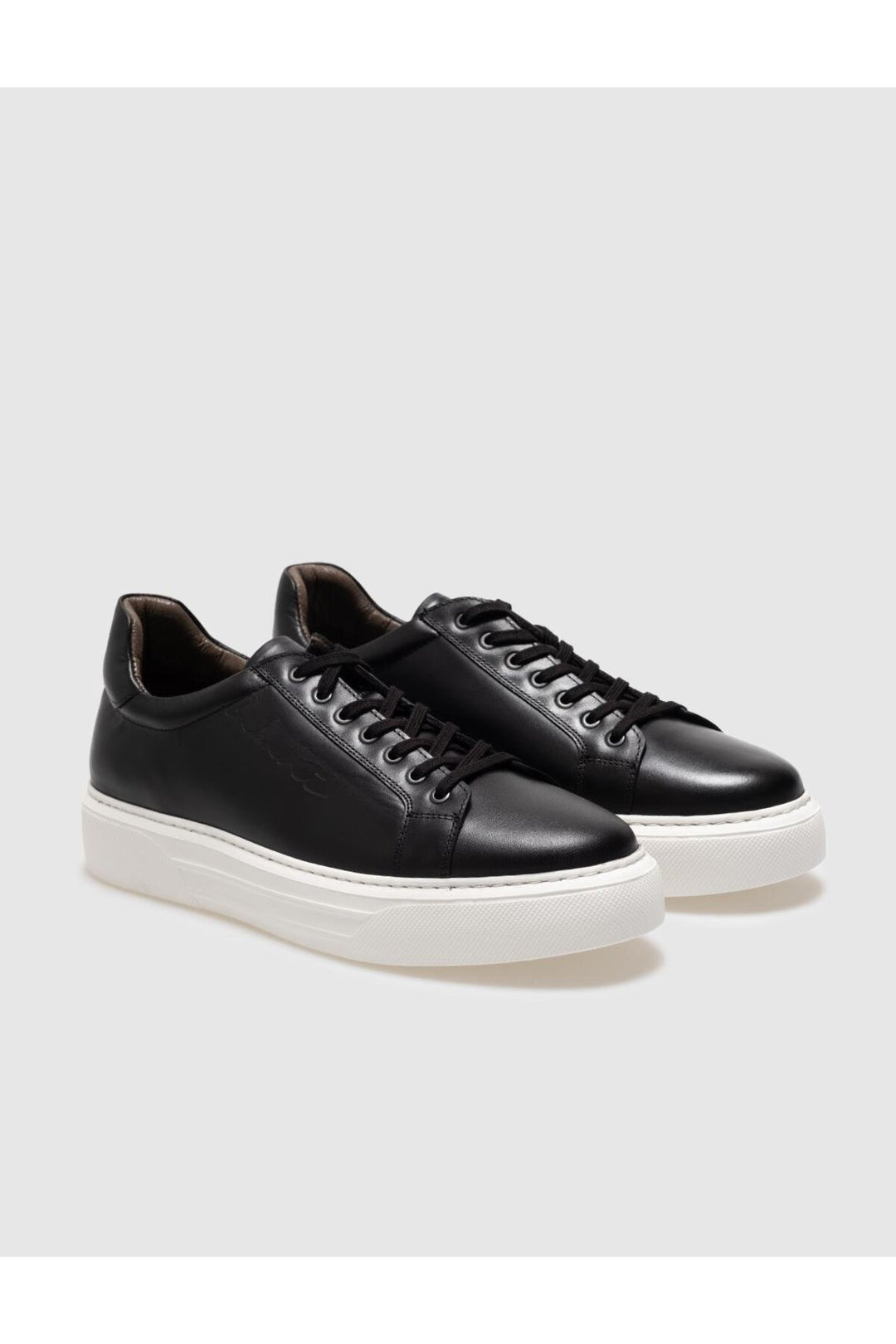 Cabani Shoes Chaussures de sport pour hommes en cuir véritable noires à lacets - Noir