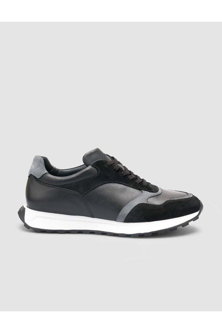 Cabani Shoes Chaussures de sport pour hommes en cuir véritable noir à lacets 100% - Noir