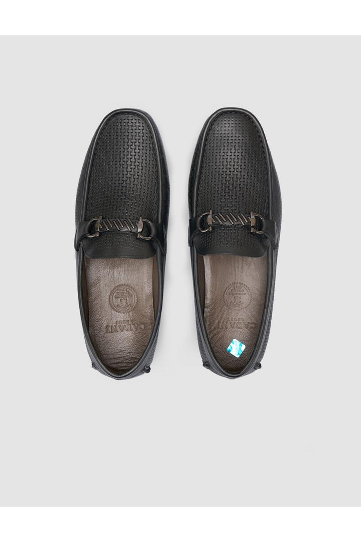 Cabani Shoes %100 Cuir véritable Mocassins pour hommes à boucle noire - Noir
