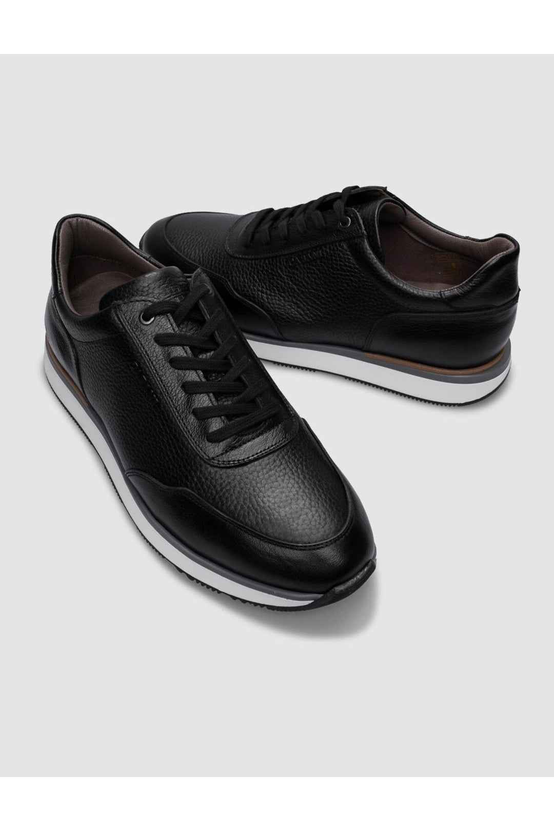 Cabani Shoes Chaussures de sport pour hommes en cuir véritable noir à lacets 100% - Noir