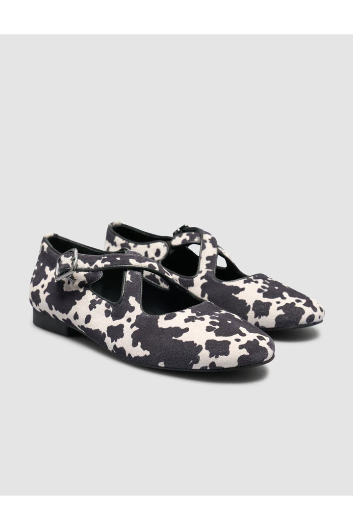 Cabani Shoes Ballerines pour femmes en cuir véritable 100% noir et blanc - Noir / Blanc
