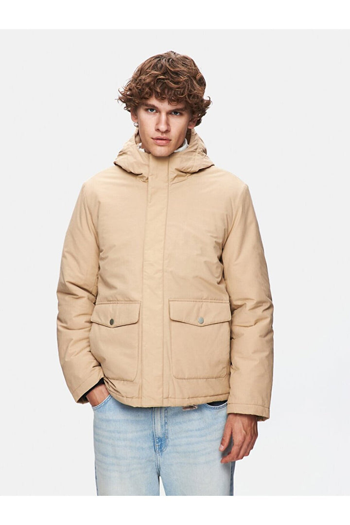 LTB Manteau à capuche gonflable beige