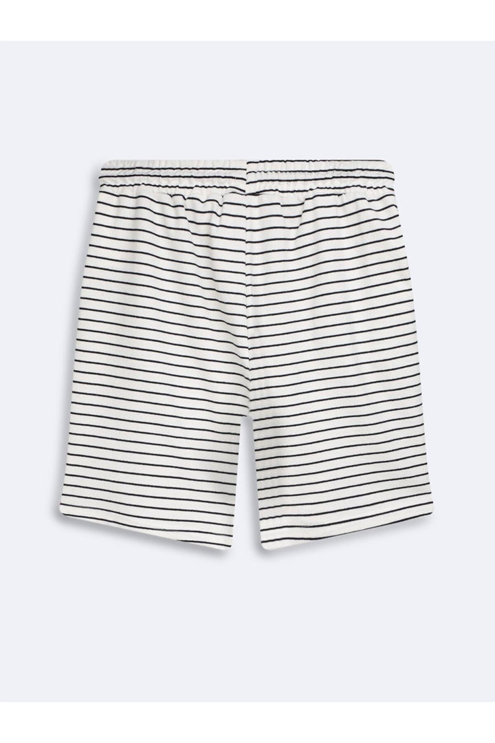 LTB Short Blanc Tricot Rayé Jacquard - Blanc