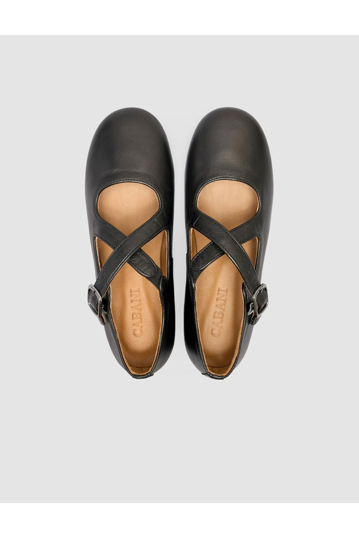 Cabani Shoes %100 Cuir Véritable Ballerines Noires pour Femmes - Noir