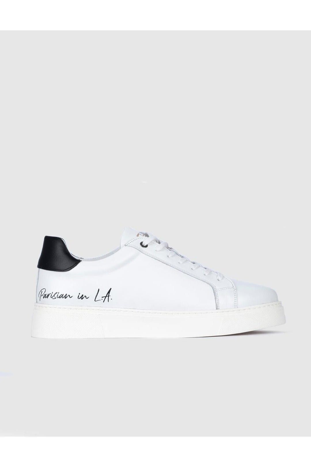 Cabani Shoes Chaussures de sport pour hommes en cuir véritable blanches et noires avec lacets - Blanc