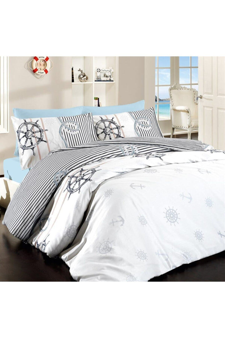 Maxhomen Ensemble de literie en coton simple Deeper - Blanc-Noir
