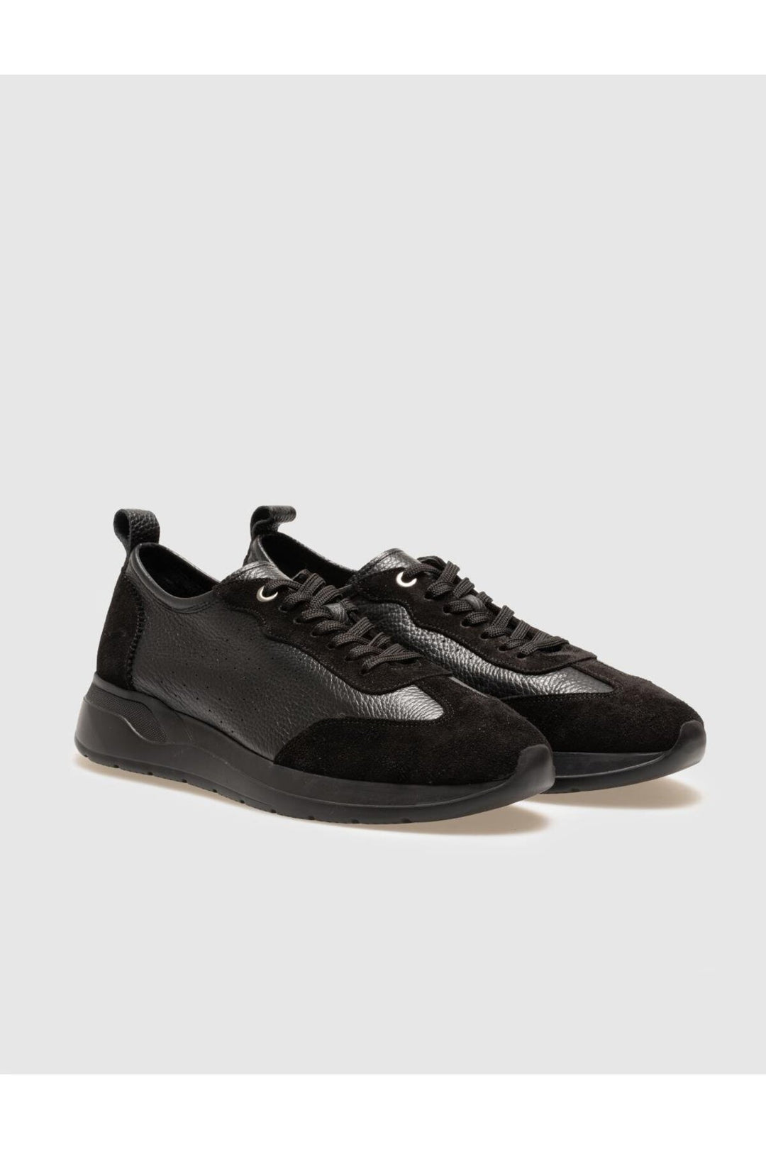 Cabani Shoes Chaussures de sport pour hommes en cuir véritable suédé noir avec lacets - Noir