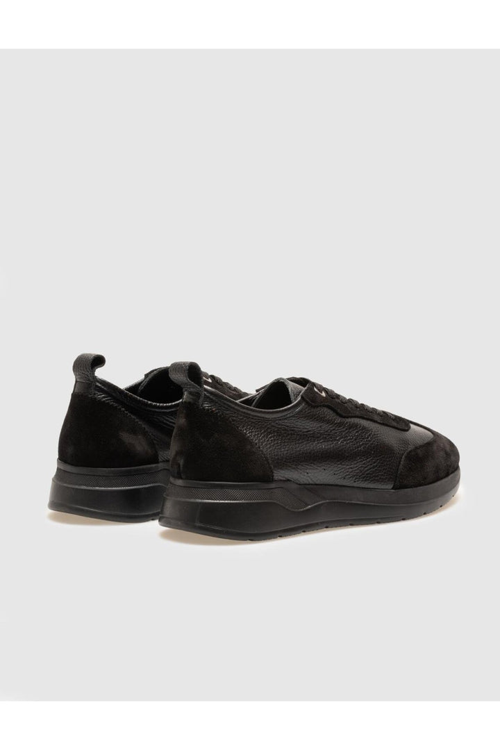 Cabani Shoes Chaussures de sport pour hommes en cuir véritable suédé noir avec lacets - Noir