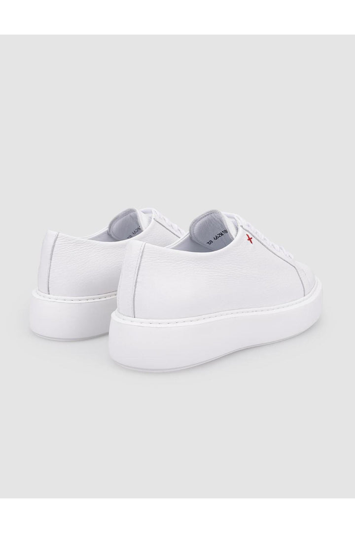 Cabani Shoes Chaussures de sport pour femmes en cuir véritable blanc à lacets 100% - Blanc