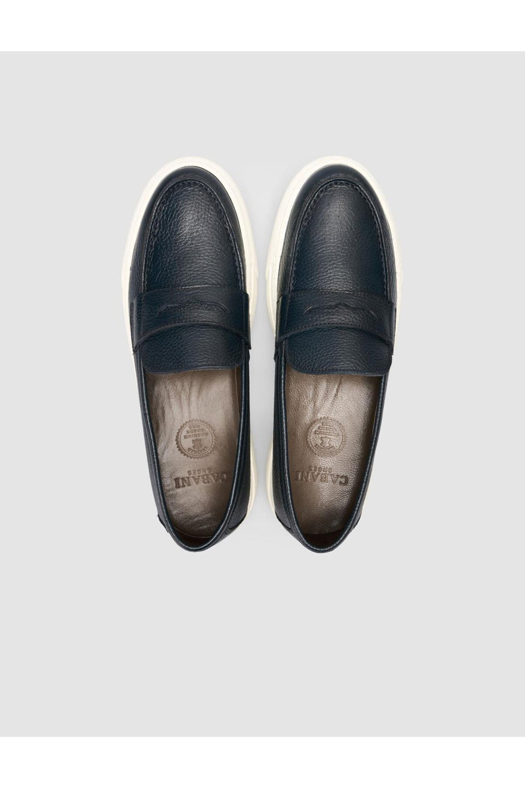 Cabani Shoes %100 Cuir véritable Mocassins pour hommes à bande Bleu marine - Bleu marine