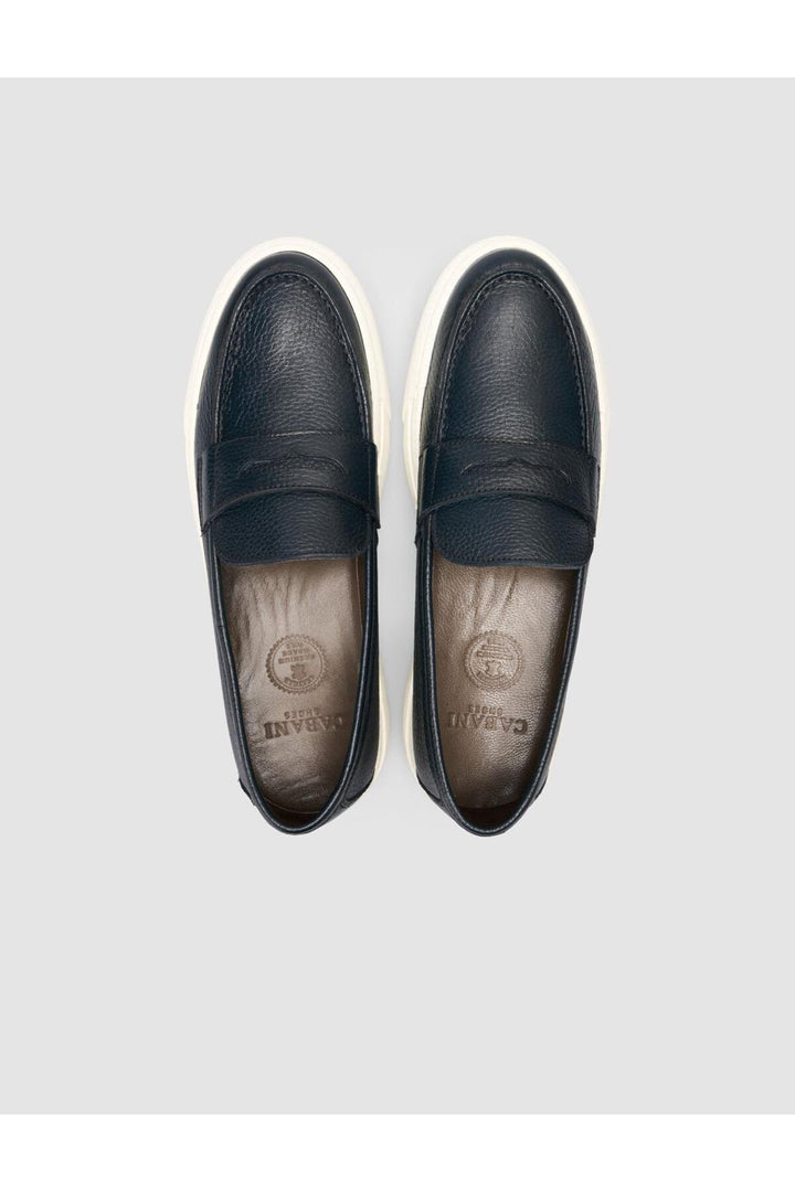 Cabani Shoes %100 Cuir véritable Mocassins pour hommes à bande Bleu marine - Bleu marine