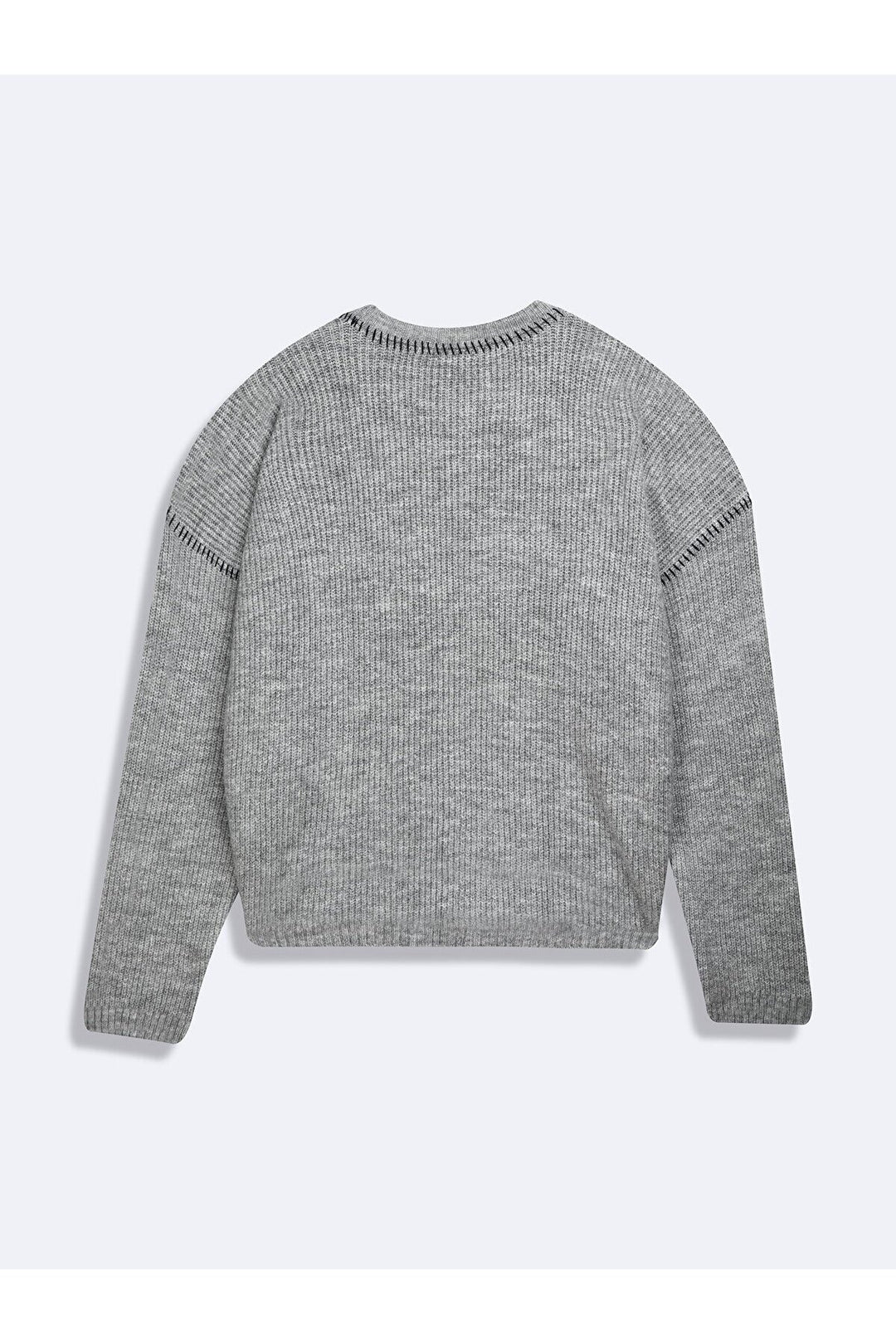 LTB Pull ras du cou à manches longues en maille grise