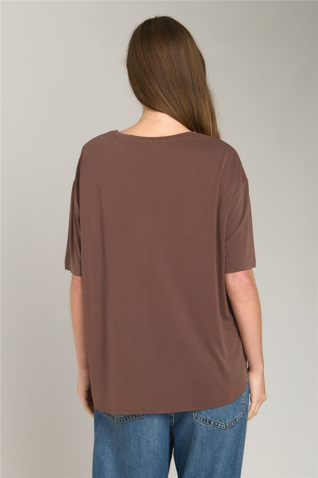 Lovely Things ADELE Basic Dikişsiz Tişört Üst Giyim Pijama Üstü - Acı Kahve