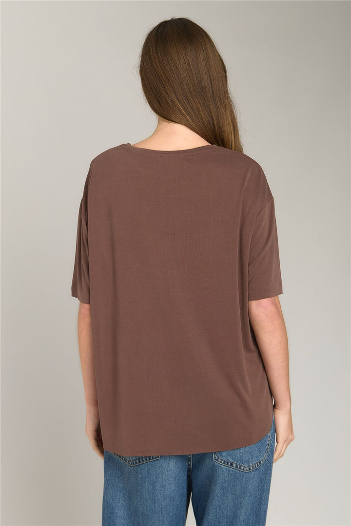 Lovely Things ADELE Basic Dikişsiz Tişört Üst Giyim Pijama Üstü - Acı Kahve