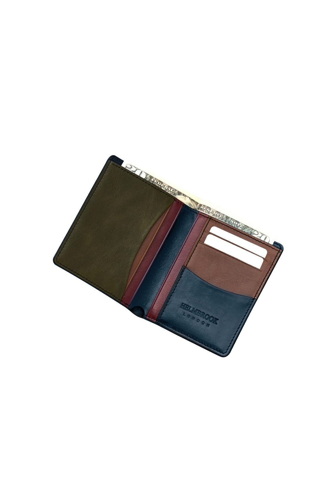 Helmbrook Portefeuille en cuir bleu marine pour homme de Dayton (couleur Plus) Slim Design Multi-Bay Rfid Protected