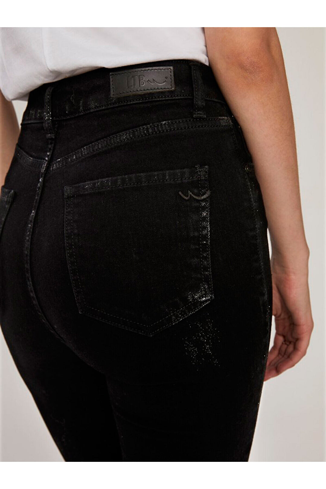 LTB Jean pantalon taille haute à jambes larges Marcella - Noir_