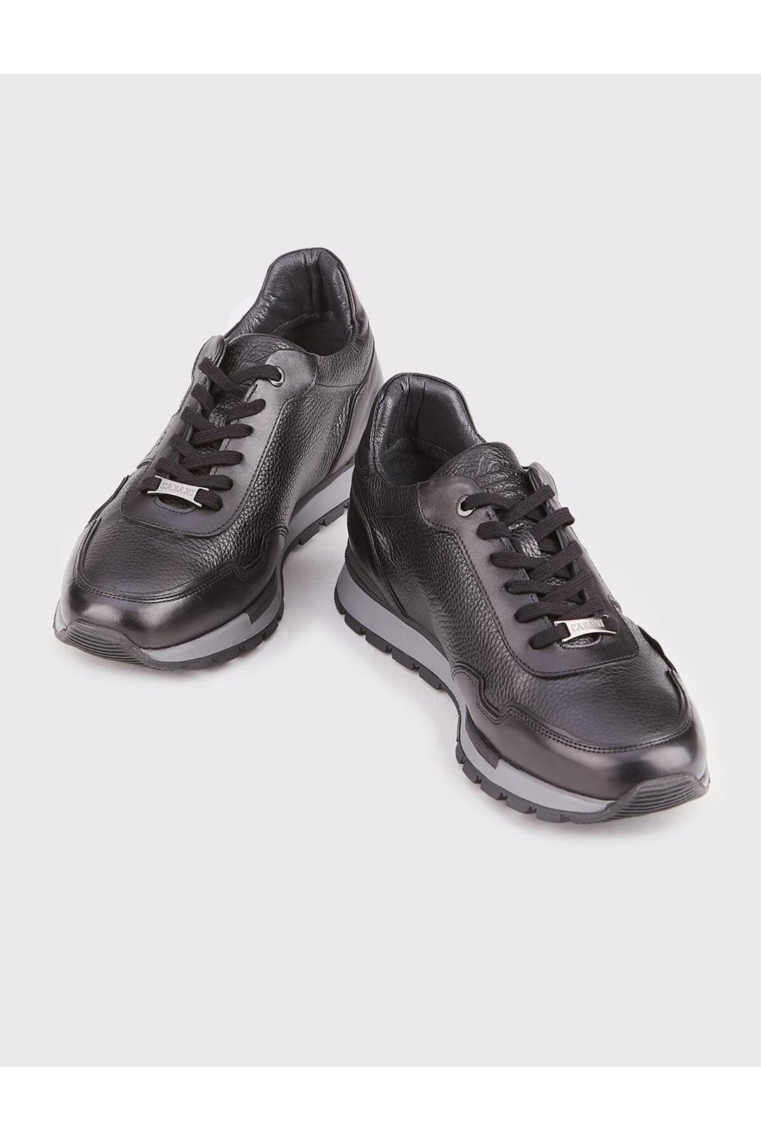 Cabani Shoes Chaussures de sport en cuir véritable noir à lacets pour homme, design spécial. - Noir