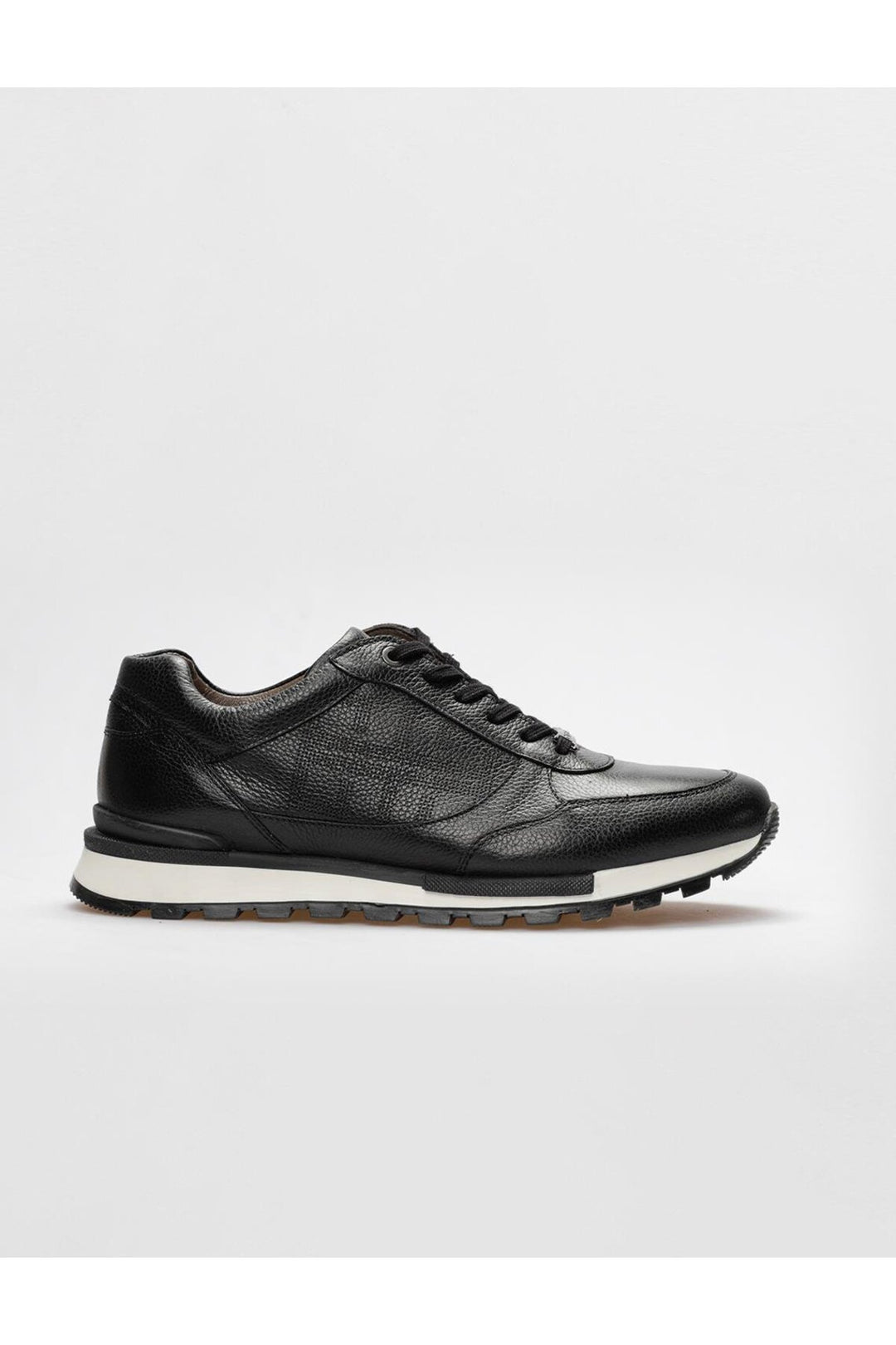 Cabani Shoes Chaussures de sport pour hommes en cuir véritable noires à lacets - Noir