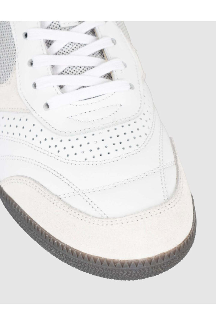 Cabani Shoes Baskets pour hommes en cuir véritable blanc - Blanc