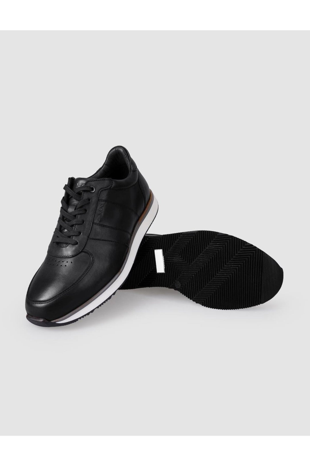Cabani Shoes Chaussures de sport pour hommes en cuir véritable noir à lacets 100% - Noir