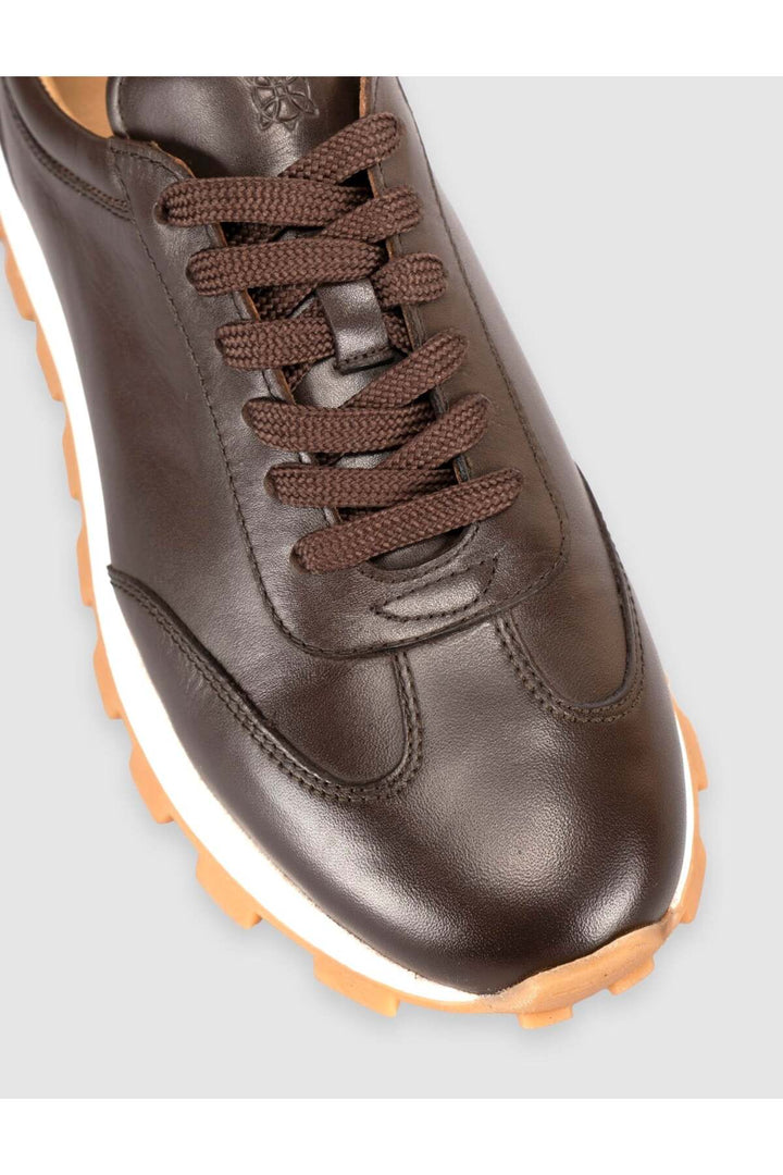 Cabani Shoes Baskets pour femmes en cuir véritable marron - Marron