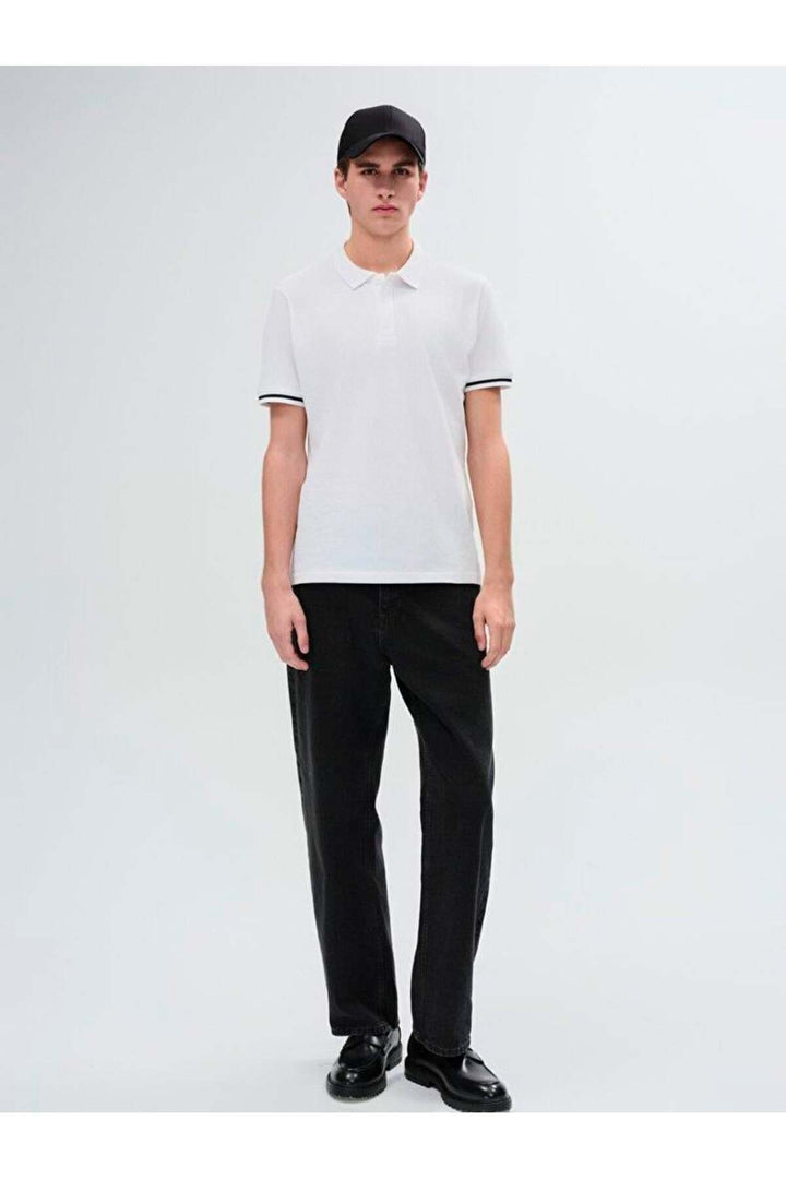 LTB T-shirt à Col Polo Kelebe pour Homme à Manches Courtes 1225841846089 - Blanc_100