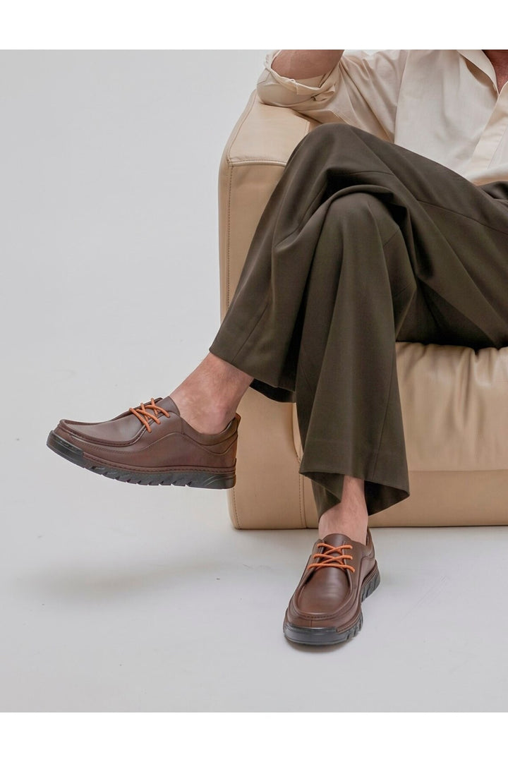 Cabani Shoes Chaussures de confort pour hommes en cuir véritable marron. - Marron