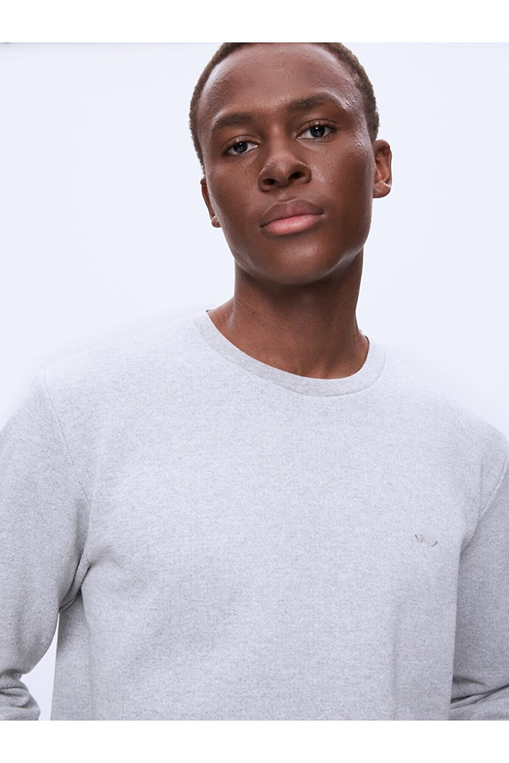 LTB Sweat-shirt gris à manches longues avec encolure en O
