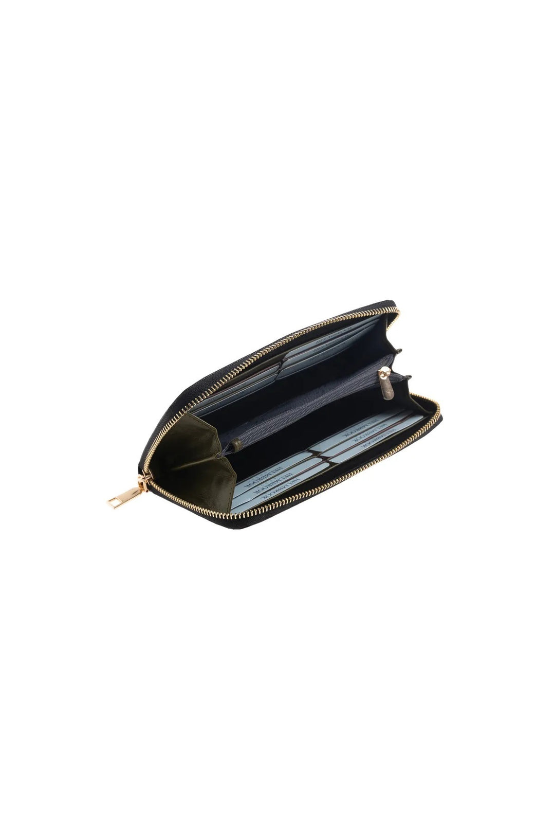 helmbrook Femme Cuir Véritable Grand Portefeuille Fermeture Éclair RFID Protégé Amelia Noir Tan