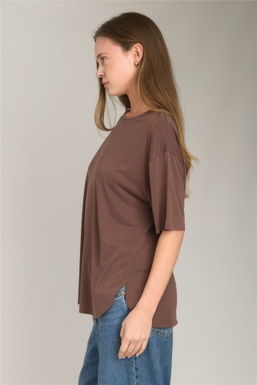 Lovely Things ADELE T-shirt sans couture Basic Vêtements de dessus Pyjama - acı Marron