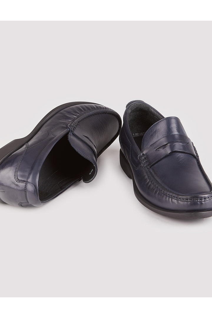 Cabani Shoes Chaussures de ville pour hommes en cuir véritable bleu marine mocassins - Bleu marine