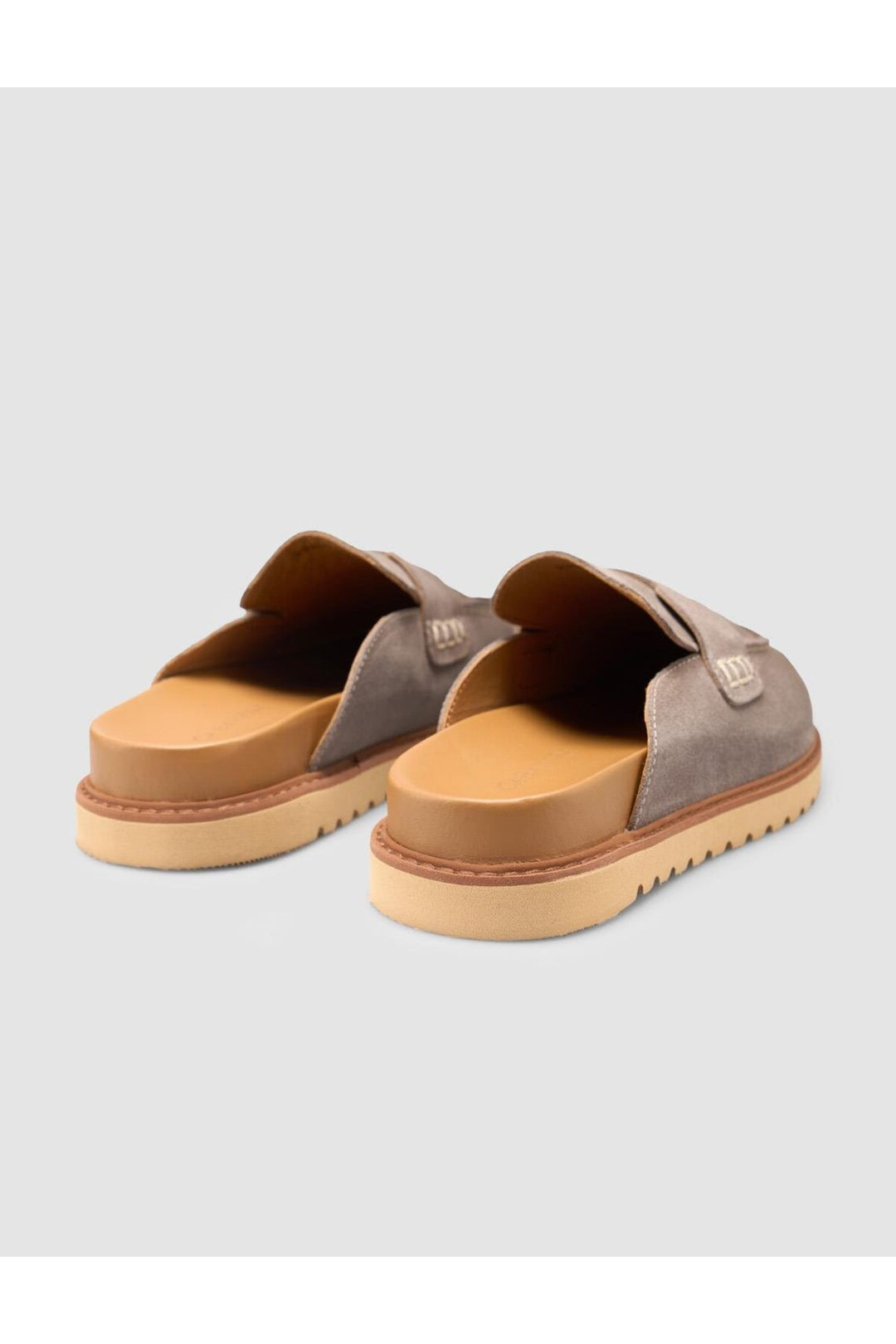 Cabani Shoes %100 Cuir Véritable Daim Femme Sandales - Pierre
