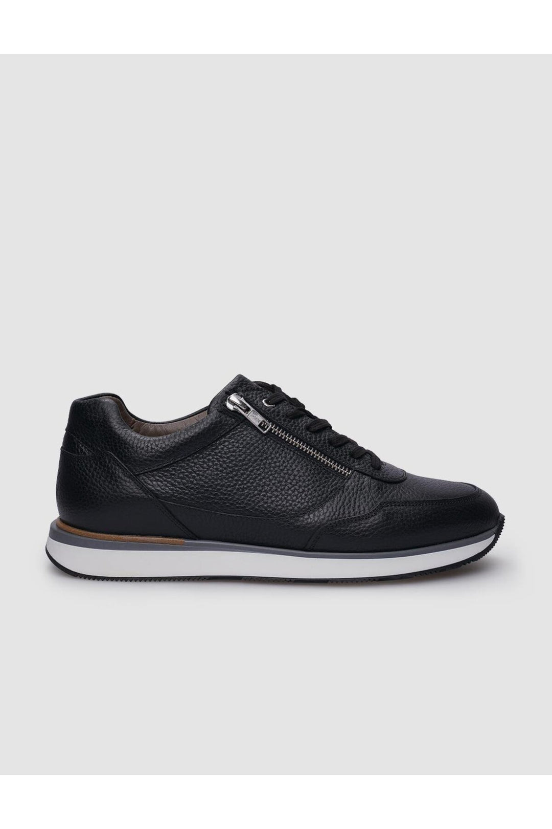 Cabani Shoes %100 Cuir Véritable Baskets Pour Hommes Noires à Lacets et Fermeture Éclair - Noir
