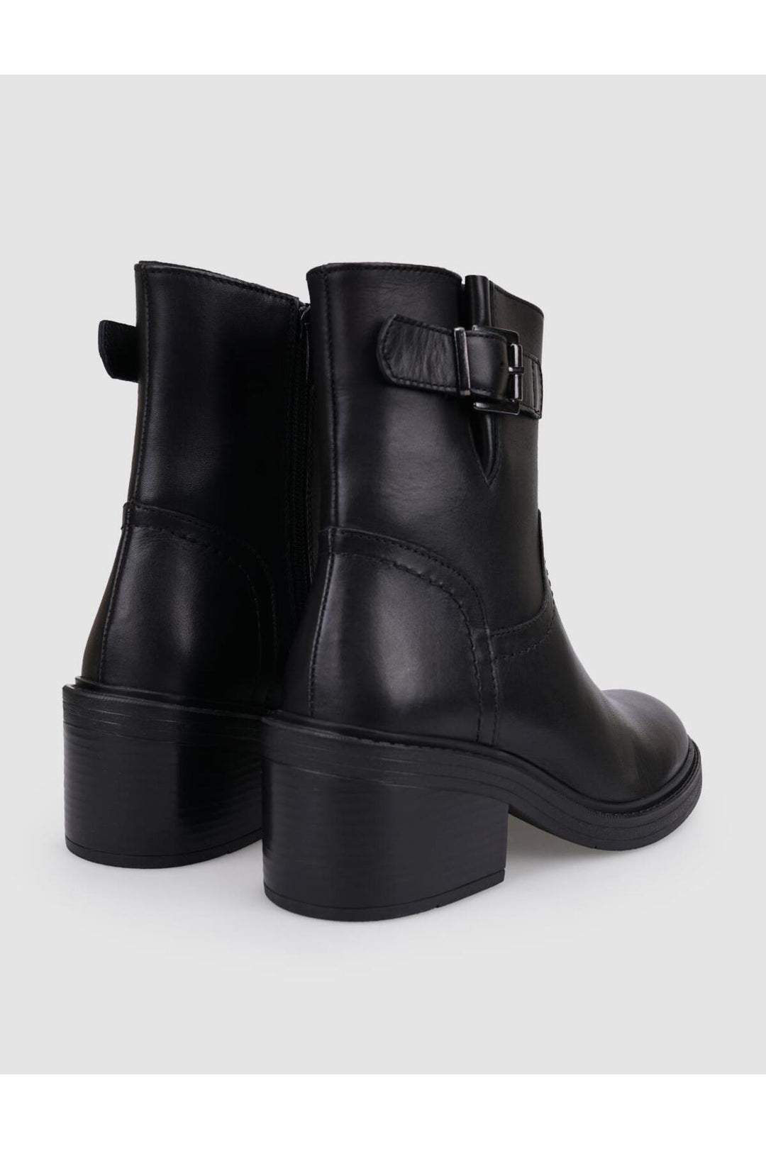 Cabani Shoes Bottines à talons pour femmes en cuir véritable noir avec fermeture éclair à 100%. - Multicolore